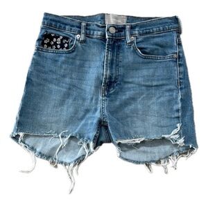 (27) Everlane Blue Jean Shorts Distressed High-Waisted